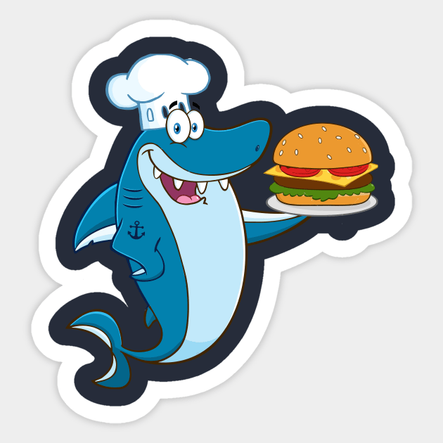 Chef blue shark Sticker by RedLineStore